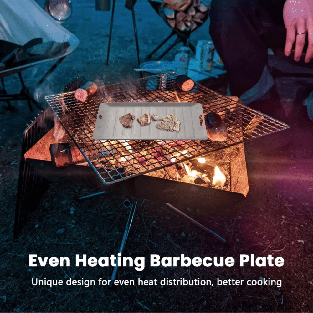 Camping Cooking Lightweight - กระทะย่างไทเทเนียมทนทาน น้ำหนักเบา พื้นผิวไม่ติดกระทะ กระทะย่างบาร์บีคิว กระทะพกพาสำหรับทำอาหารกลางแจ้ง