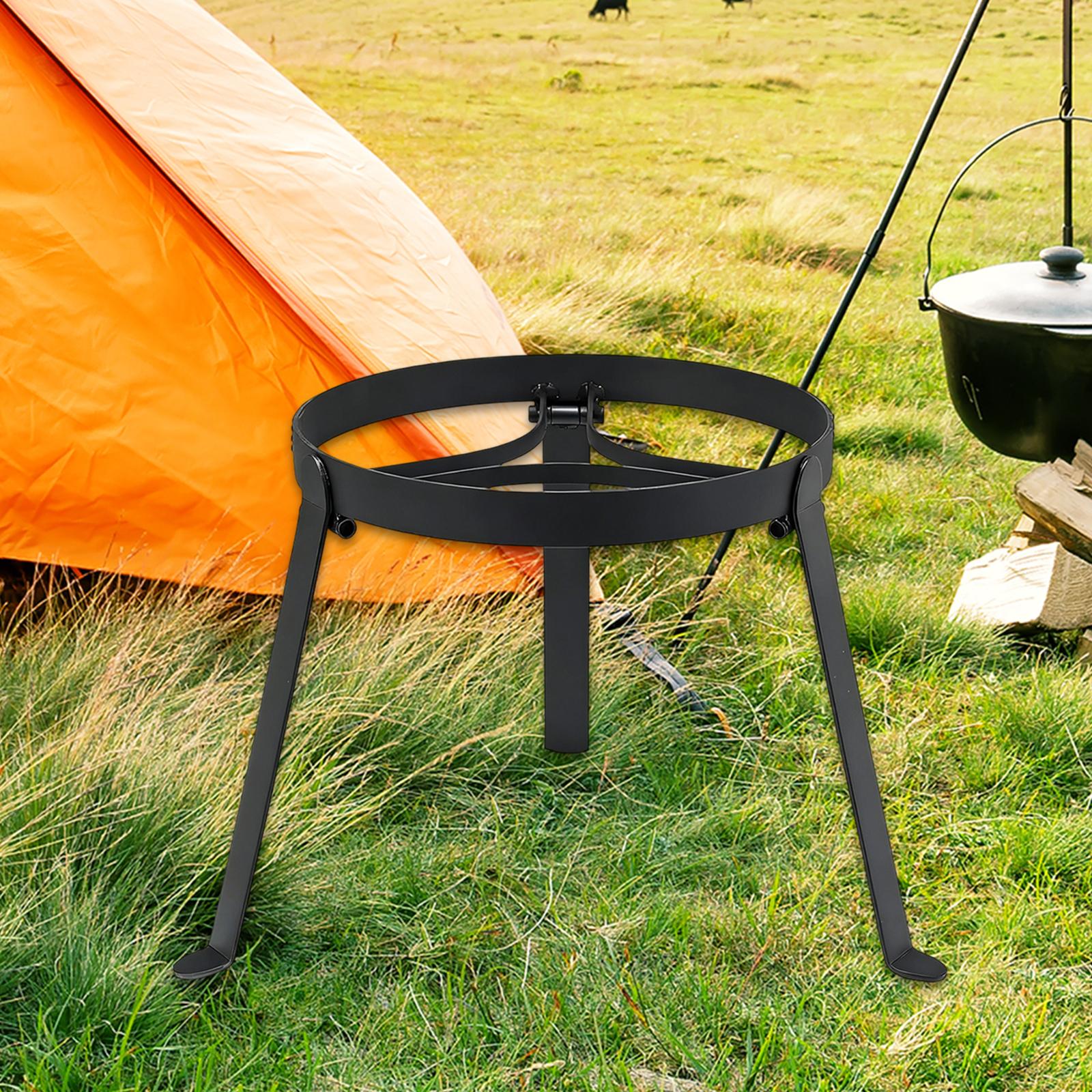 Camping Cooking Open Fire - ขาตั้งเตาไฟแบบเปิดสำหรับทำอาหาร แข็งแรง ทนทาน น้ำหนักเบา ทำจากเหล็ก สำหรับอุปกรณ์ตั้งแคมป์กลางแจ้ง