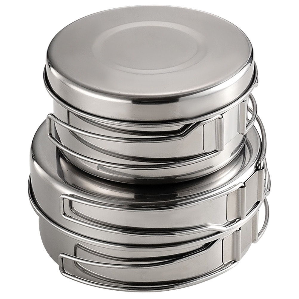Camping Cooking Lightweight - ชุดเครื่องครัวแคมป์ปิ้งสแตนเลส 1 ชุด แบบพกพา น้ำหนักเบา สำหรับทำอาหารกลางแจ้ง