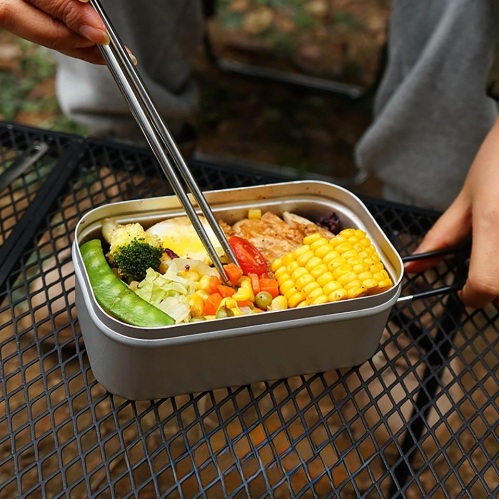 Camping Cooking Sets - ชุดอุปกรณ์บนโต๊ะอาหารน้ำหนักเบา ชุดเครื่องครัวสำหรับตั้งแคมป์ กล่องอาหารกลางวัน หม้อหุงต้ม อุปกรณ์ปิกนิก ชุดช้อนส้อมกลางแจ้ง