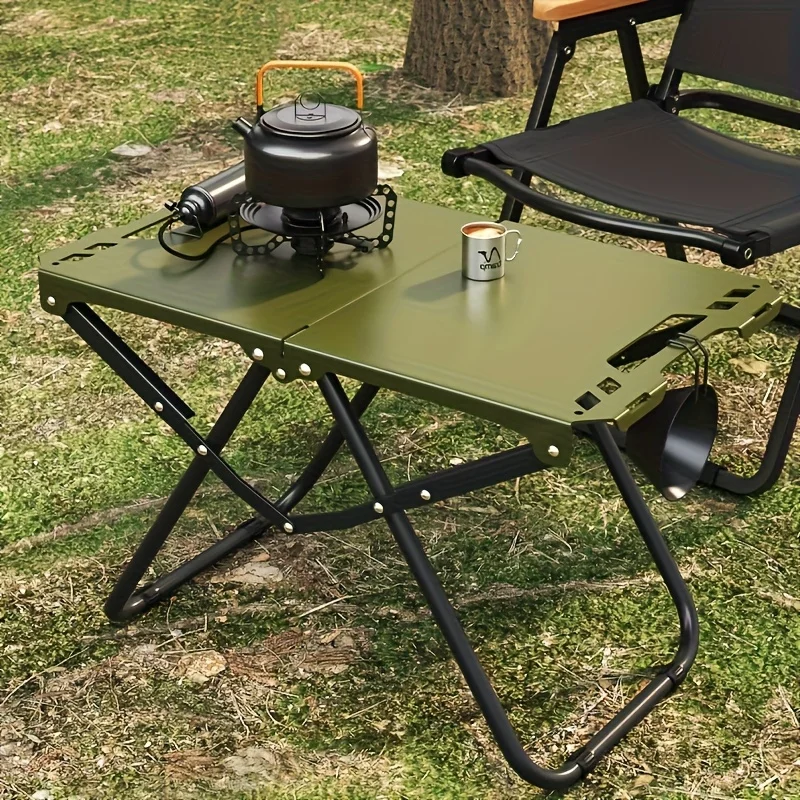 Camping Cooking Table Foldable - โต๊ะพับสำหรับตั้งแคมป์แบบพกพา, โต๊ะรับประทานอาหารกลางแจ้งสแตนเลส, ดีไซน์กะทัดรัดสำหรับการตั้งแคมป์, ชายหาด, บาร์บีคิว และการเดินป่า