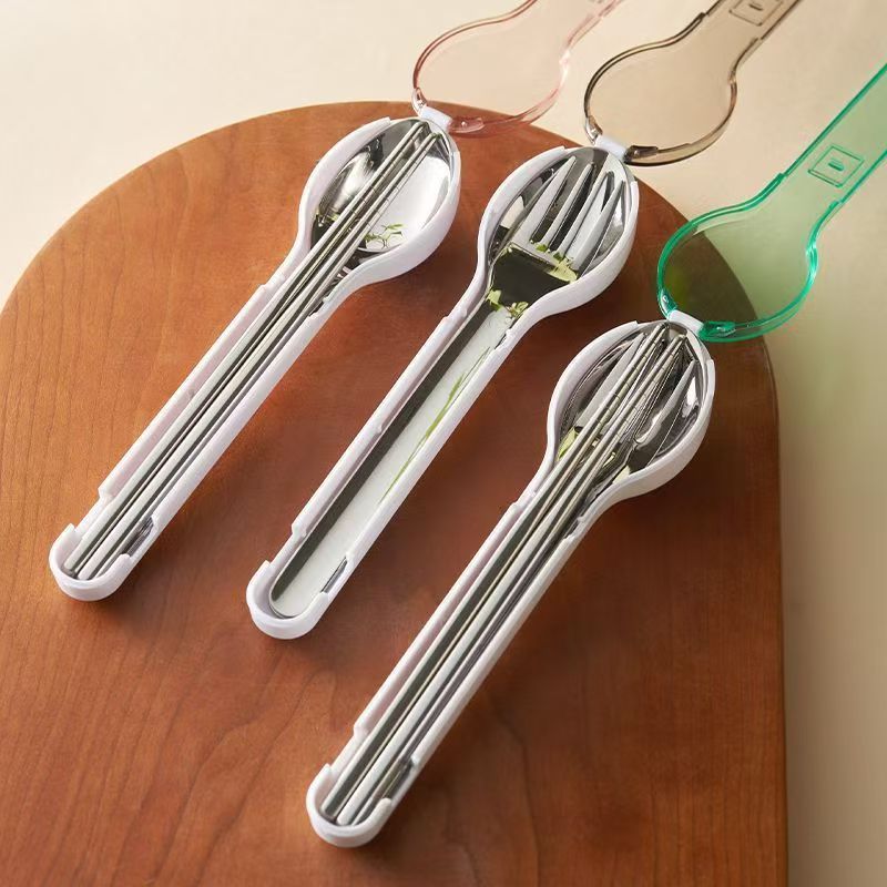 Camping Cooking Knife - ชุดช้อนส้อมพกพาพร้อมกล่องเก็บของ สำหรับตั้งแคมป์ เดินทาง ใช้กลางแจ้ง ทำจากสแตนเลส มีด