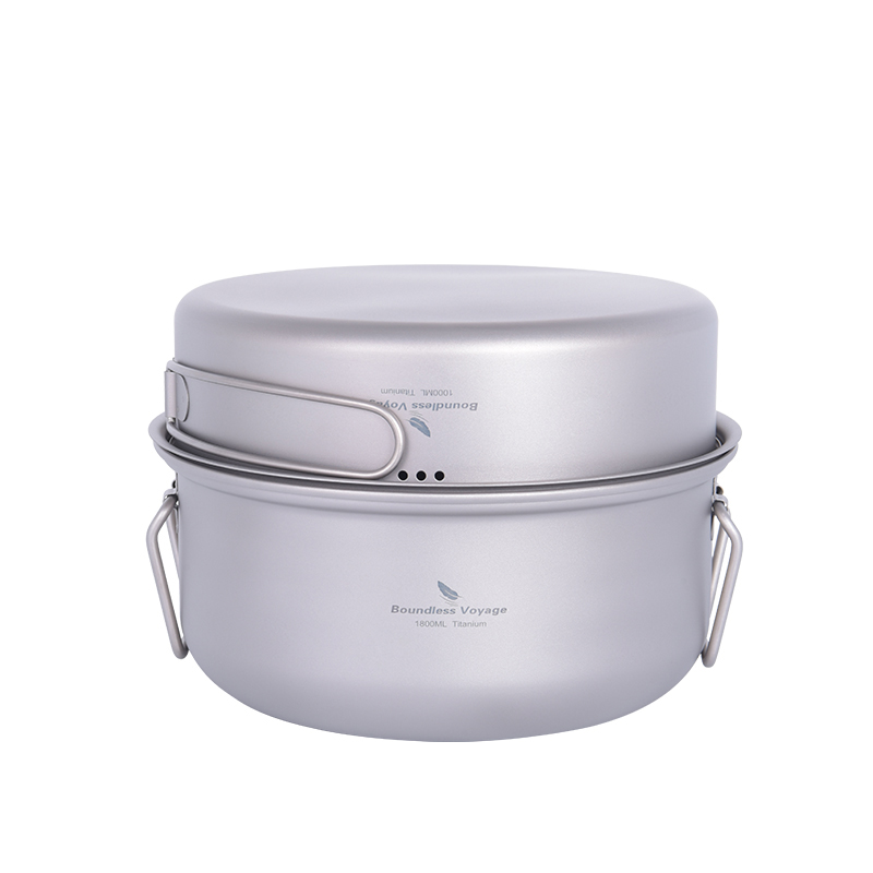 Camping Cooking Sets - ชุดเครื่องครัวสำหรับตั้งแคมป์กลางแจ้ง Boundless Voyage Titanium Steamer พร้อมหม้อตุ๋น