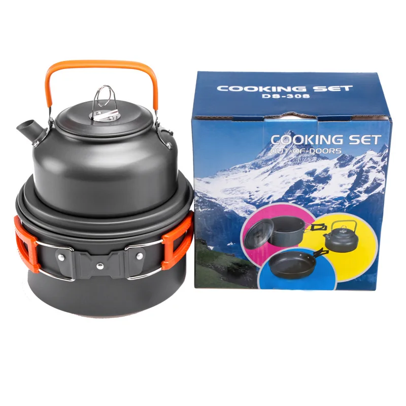 Camping Cooking Kettle - กลางแจ้งหม้อกระทะกาต้มน้ําชุดเครื่องครัวตั้งแคมป์เดินป่าปิกนิกขับรถด้วยตนเองพับทําอาหารหม้อบนโต๊ะอาหารเครื่องครัวการท่องเที่ยว Hike