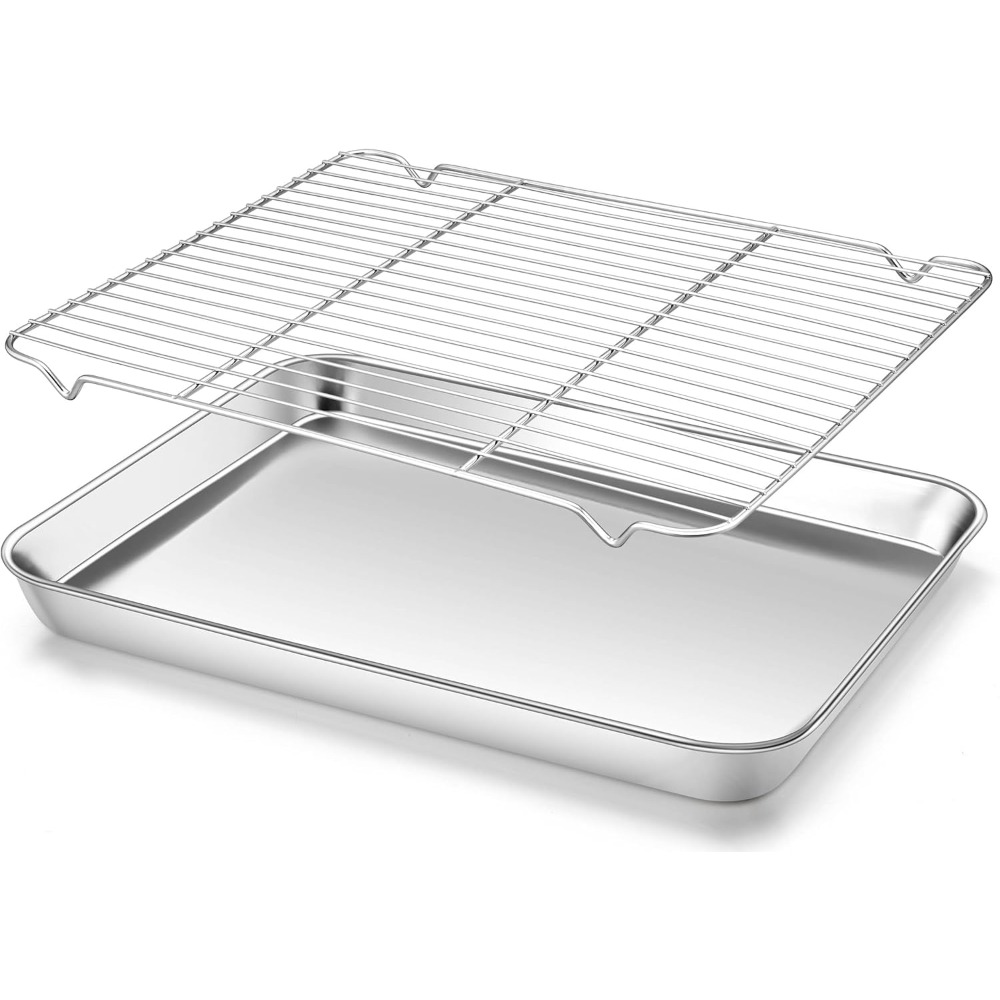 Camping Cooking Plate - ถาดอบอเนกประสงค์พร้อมตะแกรงลวดสแตนเลส ถาดโรยเครื่องปรุงสำหรับปิ้งย่าง สำหรับตั้งแคมป์ ทำอาหารกลางแจ้ง อุปกรณ์อบขนม