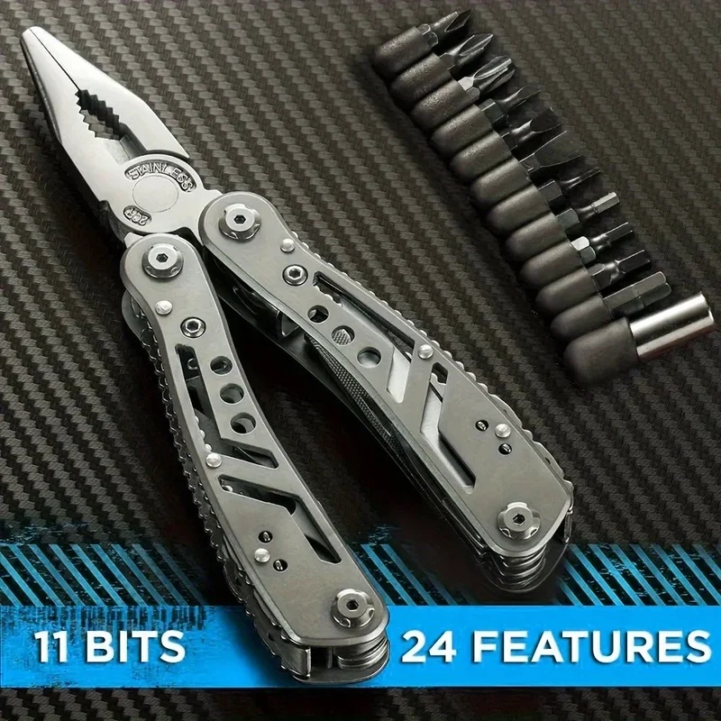 Camping Cooking Knife - เครื่องมืออเนกประสงค์ 24in1 พร้อมมีด คีม 11 หัว