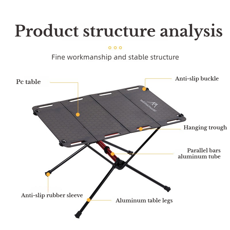 Camping Cooking Table Foldable - โต๊ะปิกนิกพกพา MOUNTAINHIKER โต๊ะชายหาด โต๊ะตั้งแคมป์ ขอบพับได้ พร้อมช่องสำหรับแขวนสิ่งของ