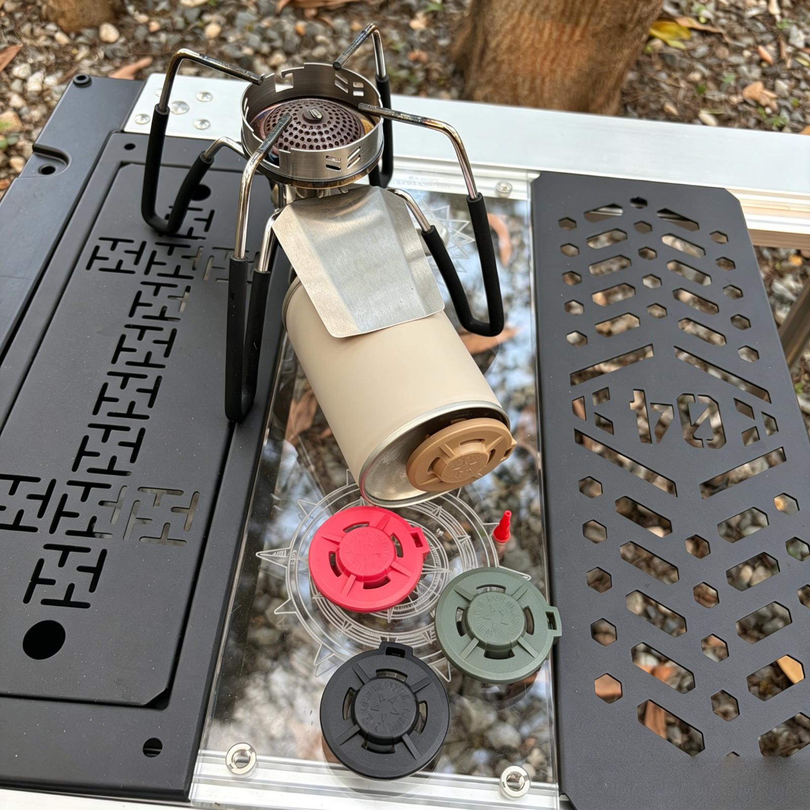 Camping Cooking Gas Canister - ฝาปิดถังน้ำมันบิวเทน ตัวป้องกันวาล์วถังแก๊สไนลอนแข็งแรง พร้อมหัวเติมลม สำหรับตั้งแคมป์ ปิกนิก และทำอาหาร