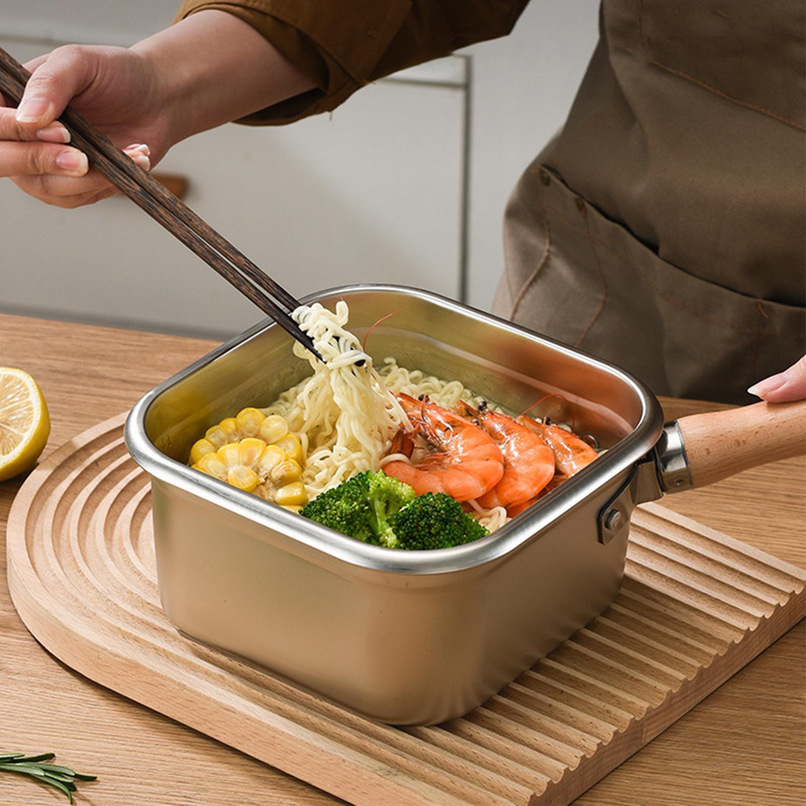 Camping Cooking Pot Large - ชุดกระทะทอดแบบลึกทรงสี่เหลี่ยมสำหรับแคมป์ปิ้ง หม้อสแตนเลสขนาดใหญ่ พร้อมที่กรองพาสต้า ชุดอุปกรณ์ทอดไก่และเฟรนช์ฟรายส์