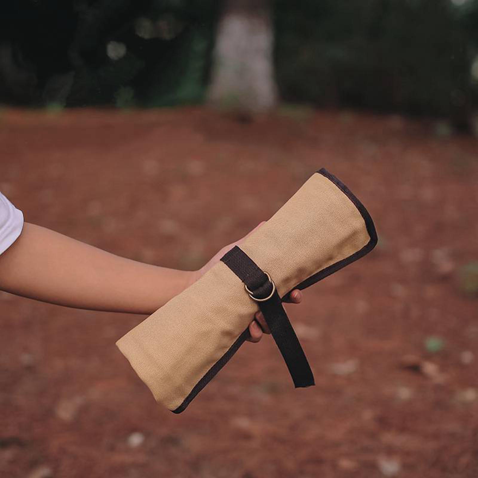 Camping Cooking Utensil Holder - กระเป๋าเก็บอุปกรณ์ครัวแบบม้วนพกพาสำหรับตั้งแคมป์ สำหรับจัดเก็บอุปกรณ์ทำอาหาร สำหรับทำอาหาร แบ็คแพ็ค เดินป่า ปิ้งย่าง