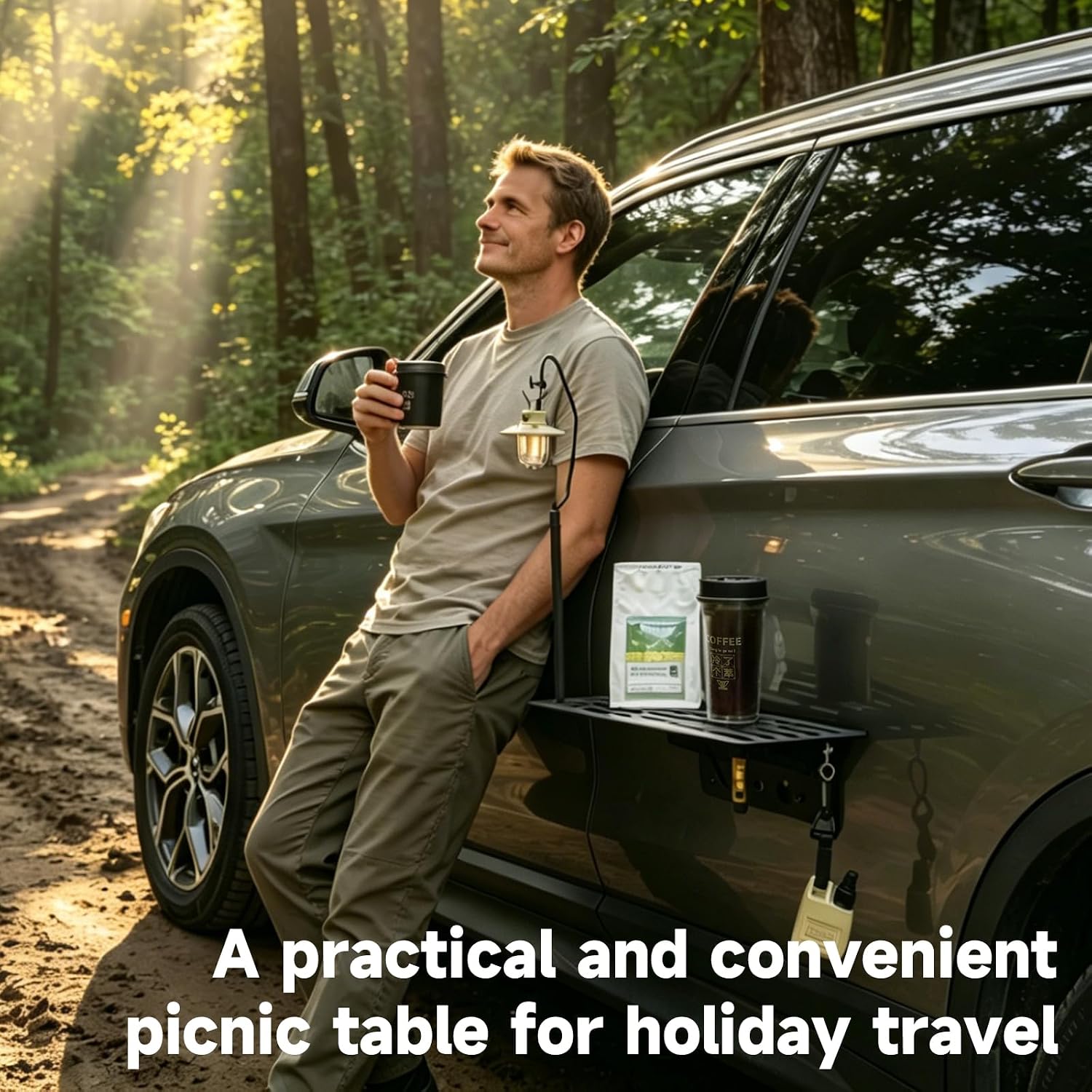 Camping Cooking Table Foldable - โต๊ะพับแม่เหล็กติดข้างรถยนต์ ถาดโลหะสำหรับตั้งแคมป์ในรถยนต์ รับน้ำหนักได้สูงสุด 25 ปอนด์ ชั้นวางแม่เหล็กสำหรับรถ
