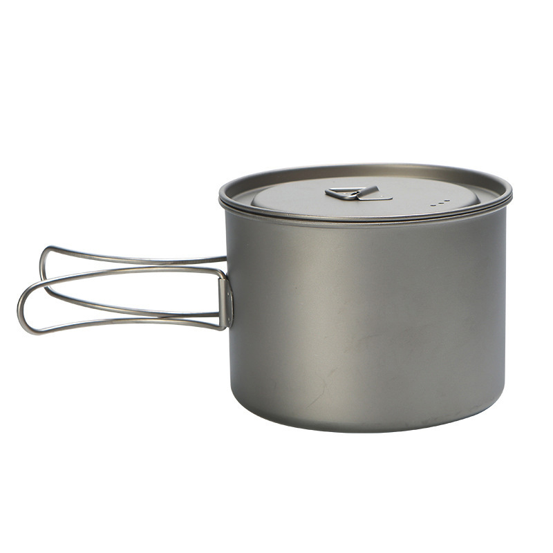 Camping Cooking Utensils Kit - หม้ออาหารปิคนิคไทเทเนียม750มล. 900มล. แขวนกลางแจ้ง panci camping แบบพกพา