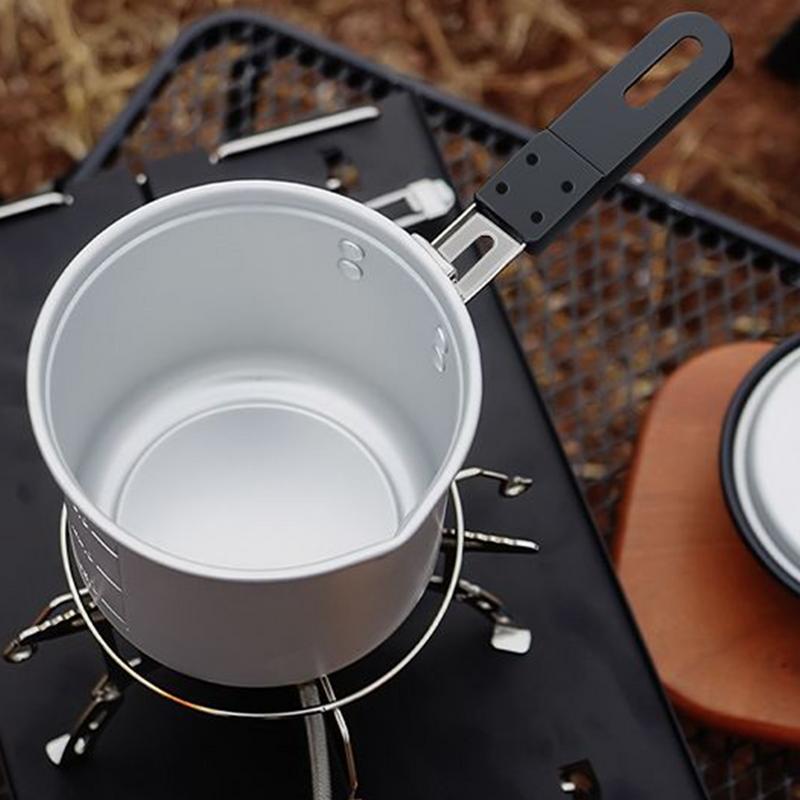 Camping Lightweight Cooking Pot - หม้อตั้งแคมป์แบบพับได้ 700 มล. หม้ออลูมิเนียมอัลลอยด์พร้อมที่จับน้ําหนักเบาออกแบบเครื่องมือทําอาหารสําหรับการเดินป่าตั้งแคมป์ปิกนิก