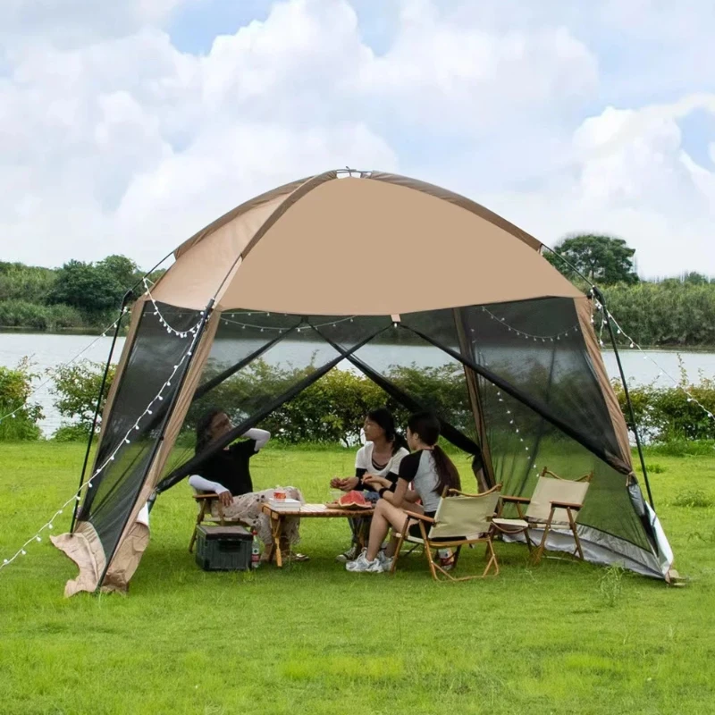 Camping Cooking Canopy - เต็นท์ตั้งแคมป์กลางแจ้ง, เต็นท์ชายหาดกันลมกันฝน UPF50+ ป้องกันรังสียูวี, หลังคาพับได้แบบพกพาสำหรับตั้งแคมป์ทำอาหาร
