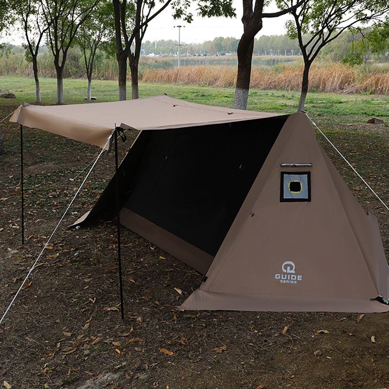 Camping Cooking Canopy - เต็นท์แคมป์ปิ้งกลางแจ้งแบบสองชั้น สีเงิน พร้อมหลังคาคลุมสำหรับทำอาหาร