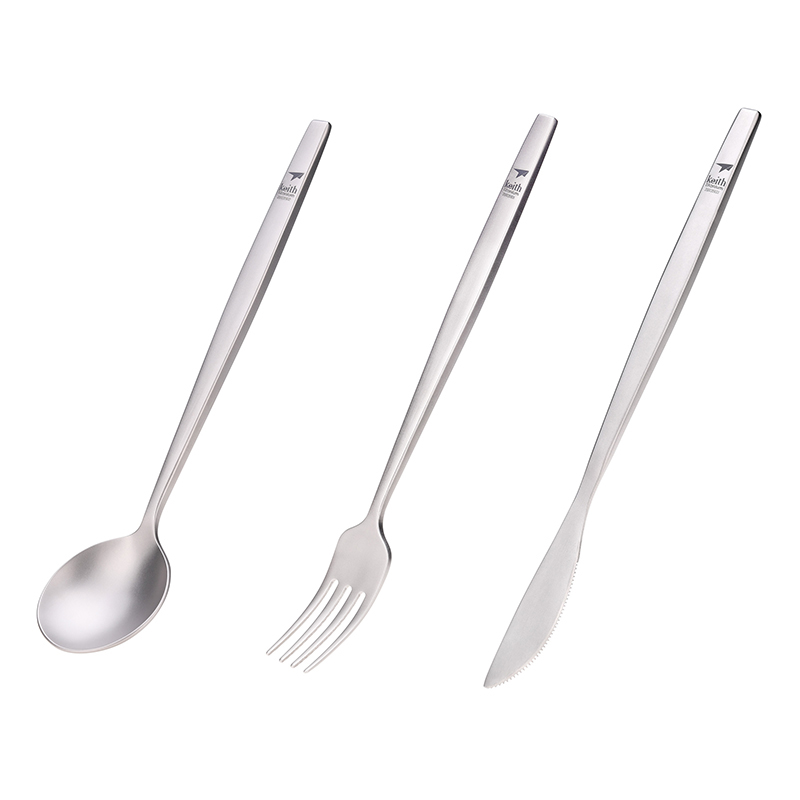 Camping Cooking Utensils Kit - Keith ไทเทเนียมแบบพกพาช้อนส้อมมีดสเต็ก Western Flatware ครัว Christmas