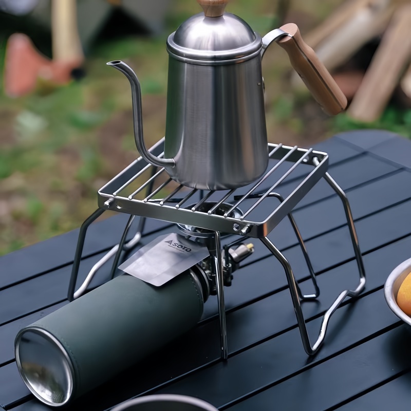 Camping Lightweight Cooking Pot - ขาตั้งเตาย่างสแตนเลสพับได้ SSUNTAK สำหรับตั้งแคมป์กลางแจ้ง ขาตั้งเตาแบบน้ำหนักเบา ที่วางหม้อสำหรับทำอาหารปิกนิก