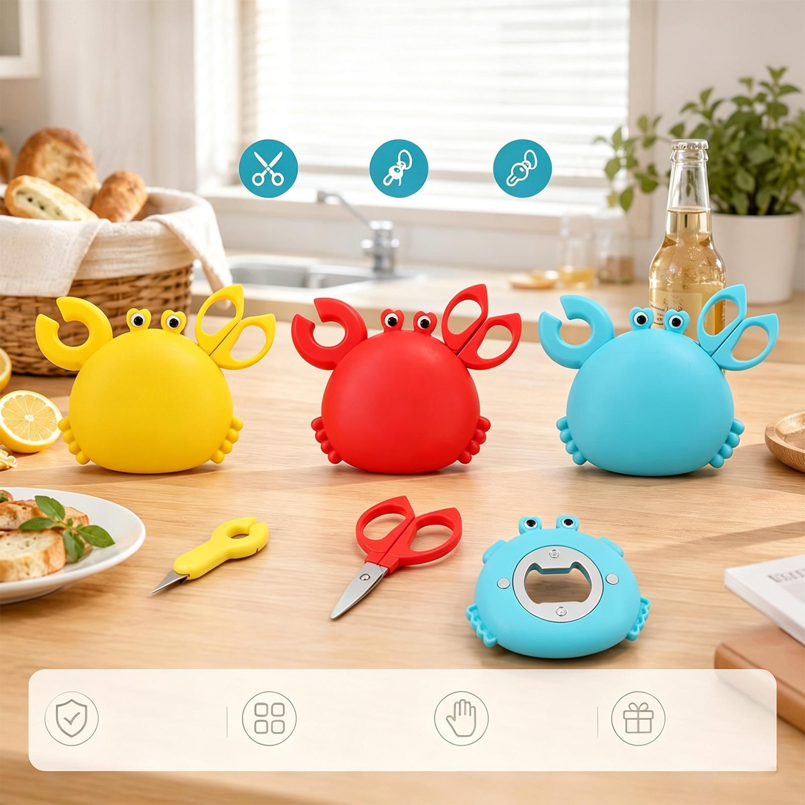 Camping Cooking Utensil Holder - ที่เปิดขวดปู 4 in 1 แบบแม่เหล็กติดตู้เย็น กรรไกรอเนกประสงค์