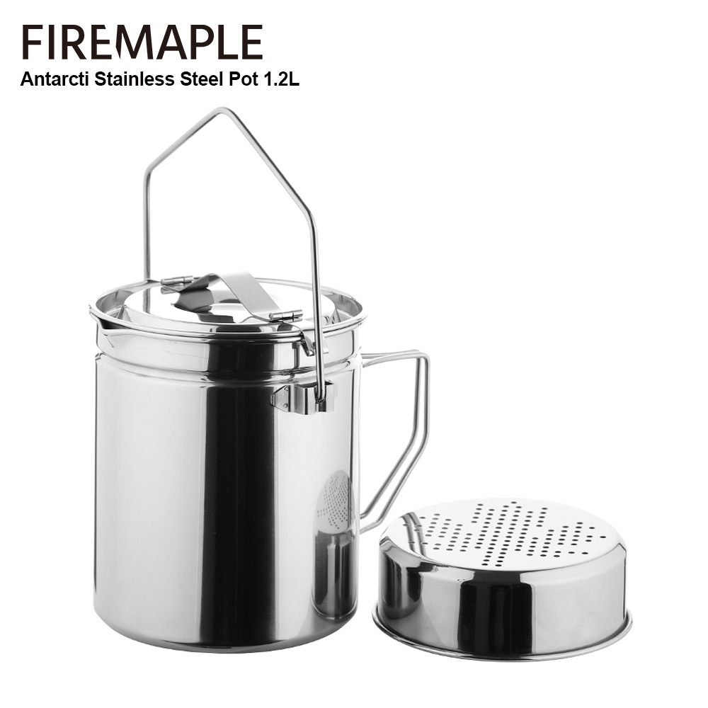 Camping Cooking Kit - Fire-Maple 1.2L หม้อนึ่งสแตนเลสพร้อมฝาปิดล็อค Antarcti Bushcraft หม้อเดินป่าตั้งแคมป์