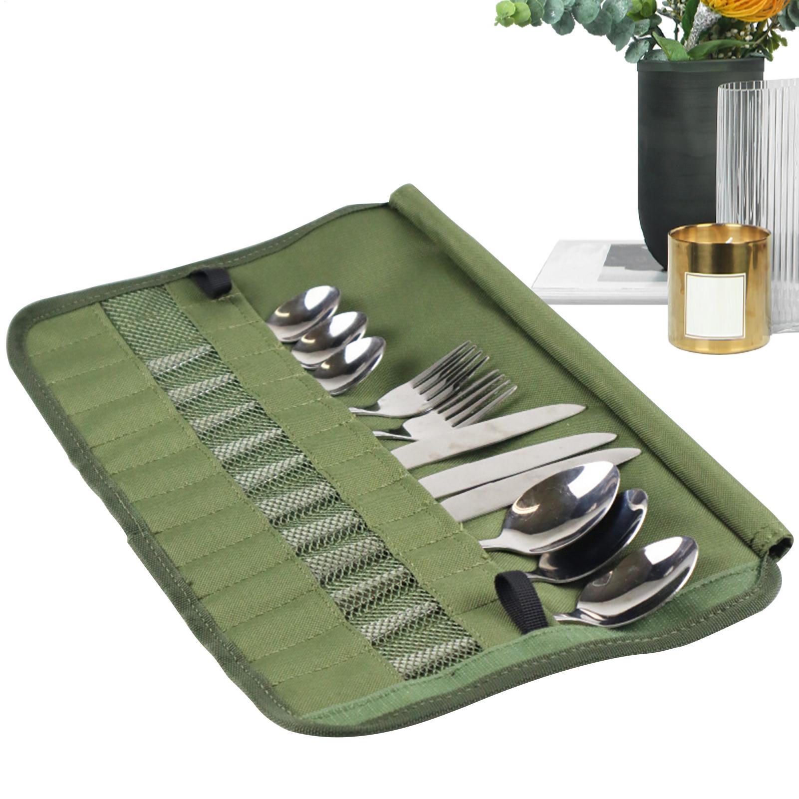 Camping Cooking Utensil Holder - กระเป๋าใส่ชุดอุปกรณ์แคมป์ปิ้ง อุปกรณ์ทำอาหารสำหรับเดินทาง กระเป๋าจัดระเบียบอเนกประสงค์ ใส่ช้อน ส้อม ตะเกียบ