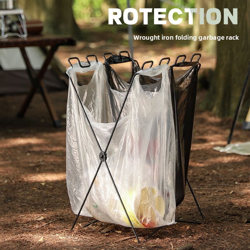 Camping Cooking Lightweight - ที่วางถุงขยะแบบพับได้, ที่วางถุงพลาสติกสำหรับตั้งแคมป์ ปิคนิค บาร์บีคิว ใช้ในบ้าน ห้องครัว