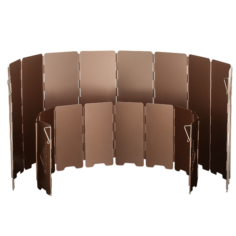 Camping Cooking Plate - 10 แผ่นสีบรอนซ์พับกลางแจ้ง Camping เตาแก๊สกระจกอลูมิเนียมหน้าจอลมทําอาหาร SHIELD