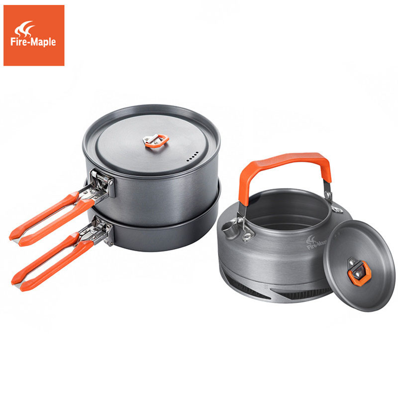 Camping Cooking Trangia - Fire Maple Camping เครื่องครัวจาน Camp ชุดทําอาหารเดินป่าแลกเปลี่ยนความร้อนหม้อกาต้มน้ํา