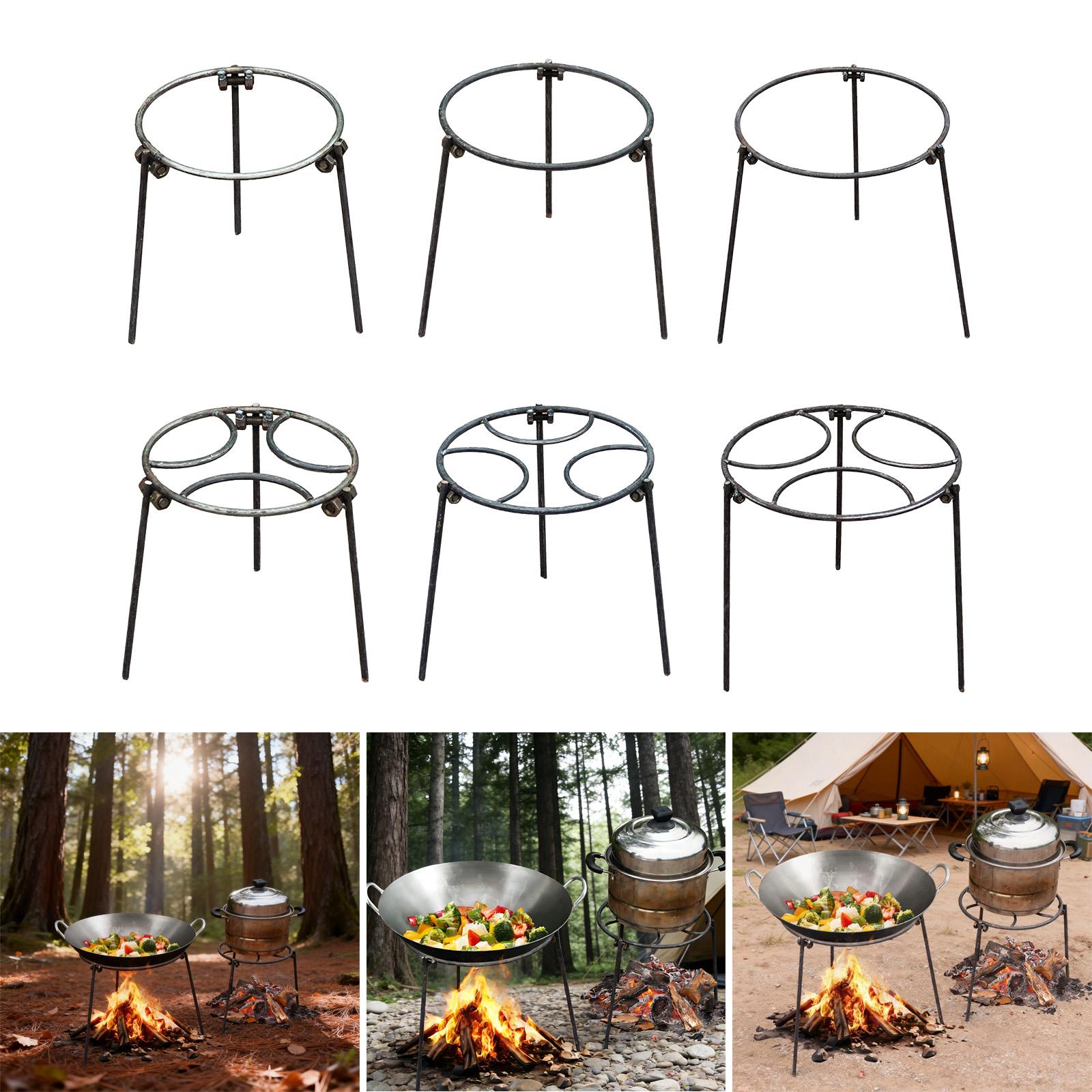 Camping Cooking Open Fire - ขาตั้งเตาไฟแบบพับได้ ทนทาน ใช้สำหรับวางหม้อ ย่าง ทำอาหารกลางแจ้ง อุปกรณ์เสริมสำหรับเครื่องครัวแคมป์ปิ้ง