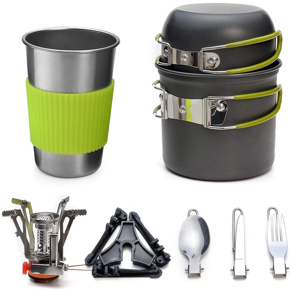 Camping Cooking Rack - ชุดเครื่องครัวตั้งแคมป์พร้อมเตาชุดทําอาหารกลางแจ้งหม้อกลางแจ้งบนโต๊ะอาหารท่องเที่ยวห้องครัวเดินป่าปิคนิคบาร์บีคิว