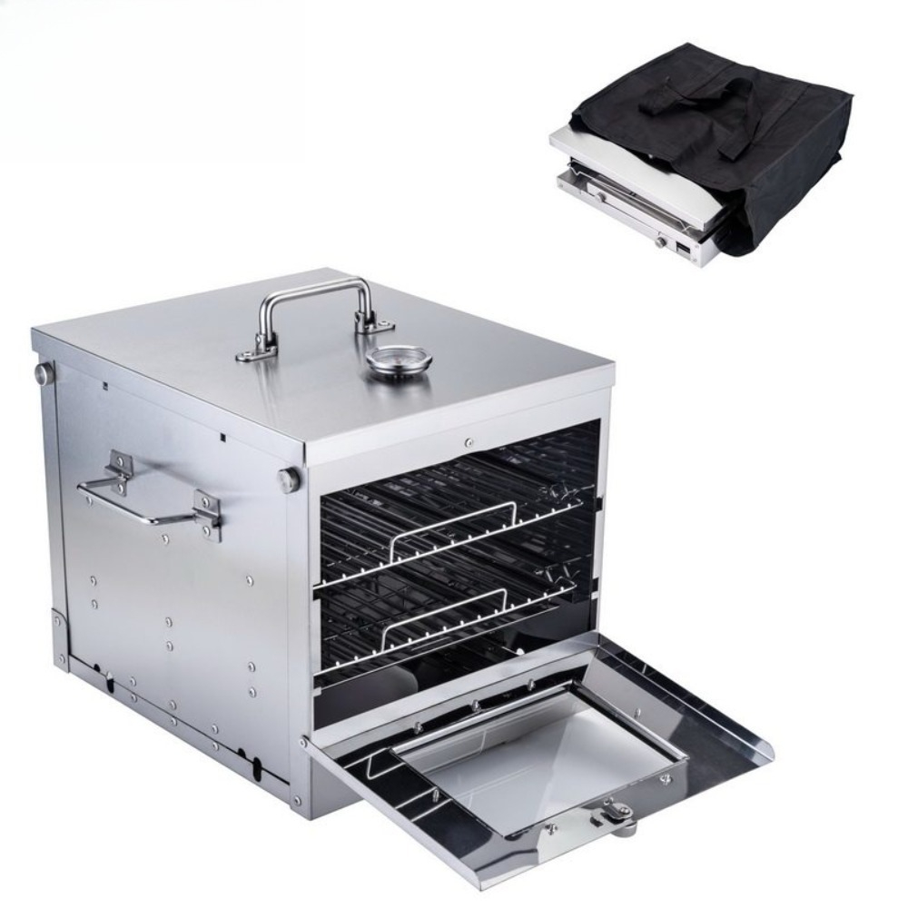 Camping Cooking Area - เตาแก๊สพกพาสำหรับตั้งแคมป์กลางแจ้ง สเตนเลสสตีล พร้อมเตาอบแบบพับได้ รุ่น B72