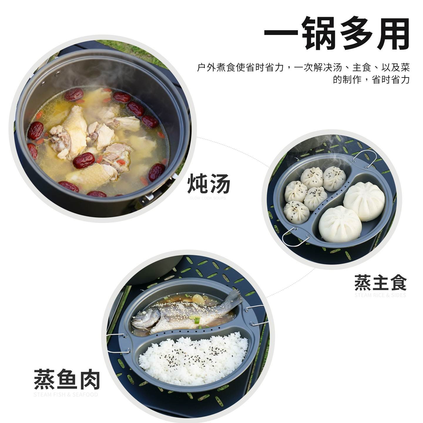 ชุดหม้อตุ๋นและหม้อปรุงอาหารรูป - Camping Cooking Pot Large บทวิจารณ์และราคา