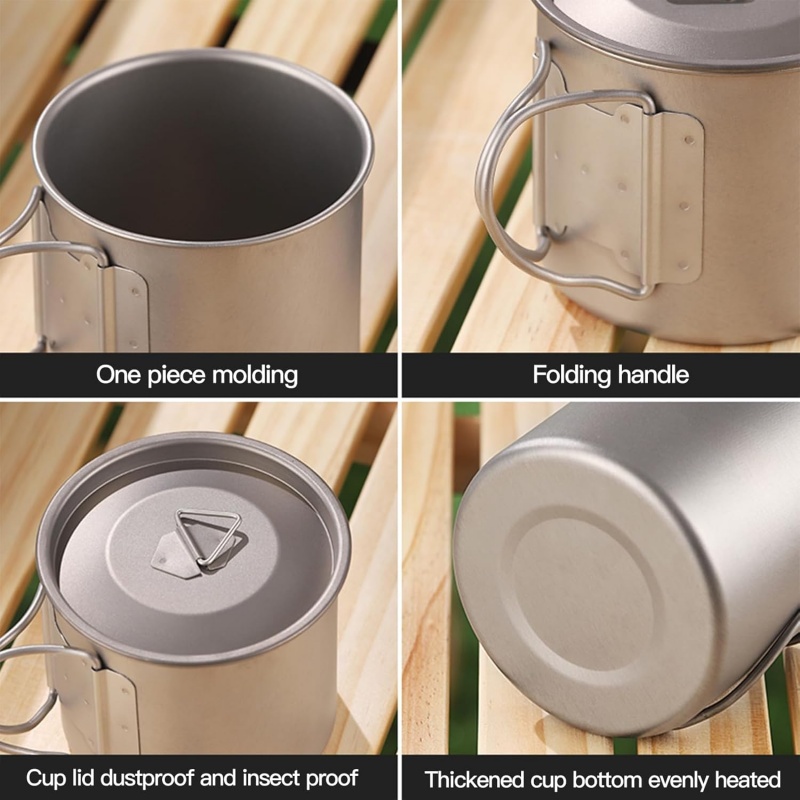 แก้วตั้งแคมป์ไทเทเนียมพร้อมที่ - Camping Cooking Lightweight บทวิจารณ์และราคา