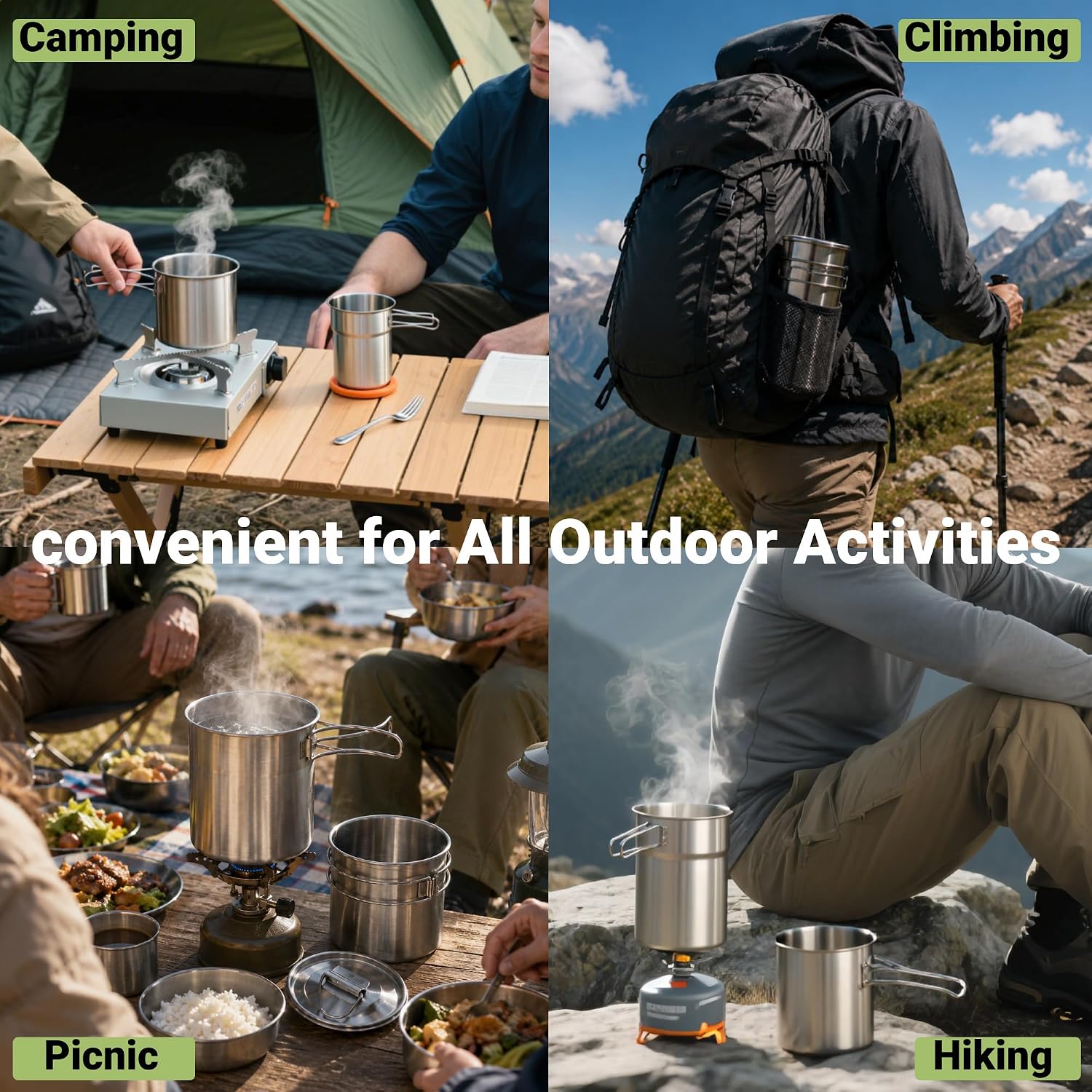 แก้วพับได้สำหรับแคมป์ปิ้ง หม้อ - Camping Cooking Sets บทวิจารณ์และราคา
