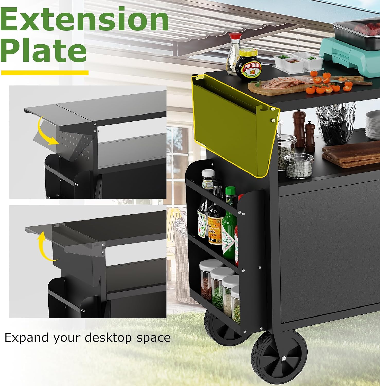 รถเข็นปิ้งย่างกลางแจ้งพร้อมโต๊ - Camping Cooking Table Foldable บทวิจารณ์และราคา