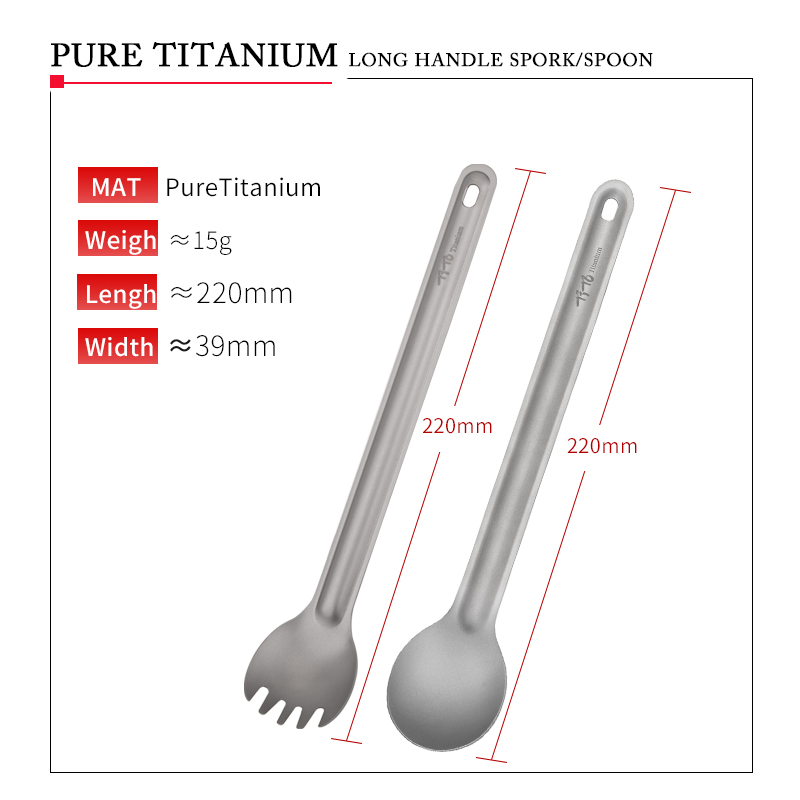 TiTo ไทเทเนียม Spork ช้อนยาวกล - Camping Cooking Utensils Kit บทวิจารณ์และราคา