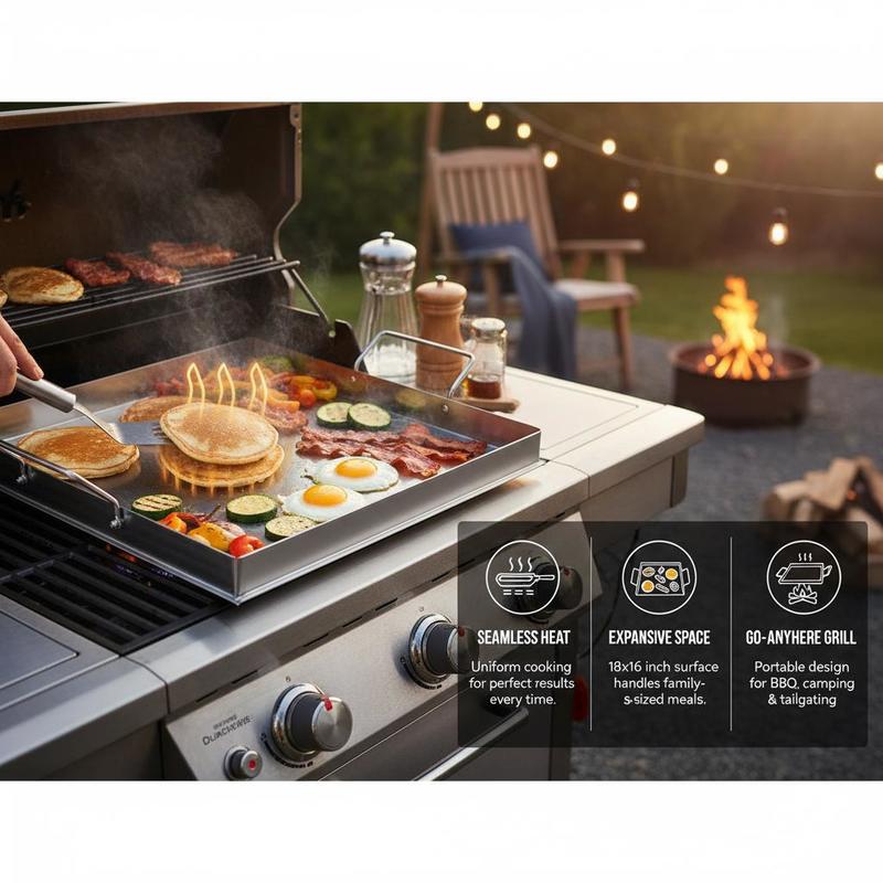 เตาปิ้งย่างแบบแบนขนาด 18x16 นิ - Camping Cooking With Gas บทวิจารณ์และราคา