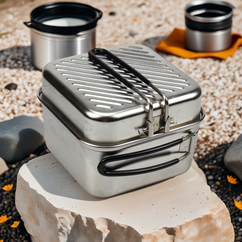 ชุดหม้อทำอาหารกลางแจ้งสแตนเลสส - Camping Lightweight Cooking Pot บทวิจารณ์และราคา