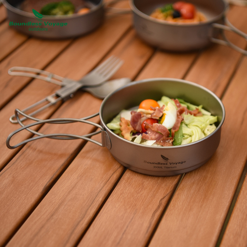 ชุดหม้อด้ามจับพับได้ไทเทเนียมบ - Camping Lightweight Cooking Pot บทวิจารณ์และราคา