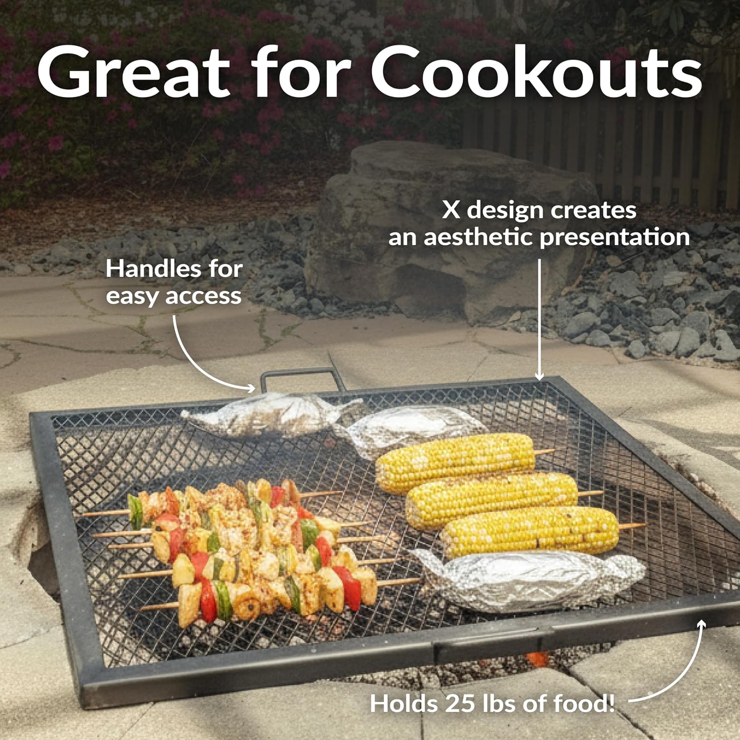 ตะแกรงย่างเหล็กสำหรับเตาไฟกลาง - Camping Cooking Rack บทวิจารณ์และราคา
