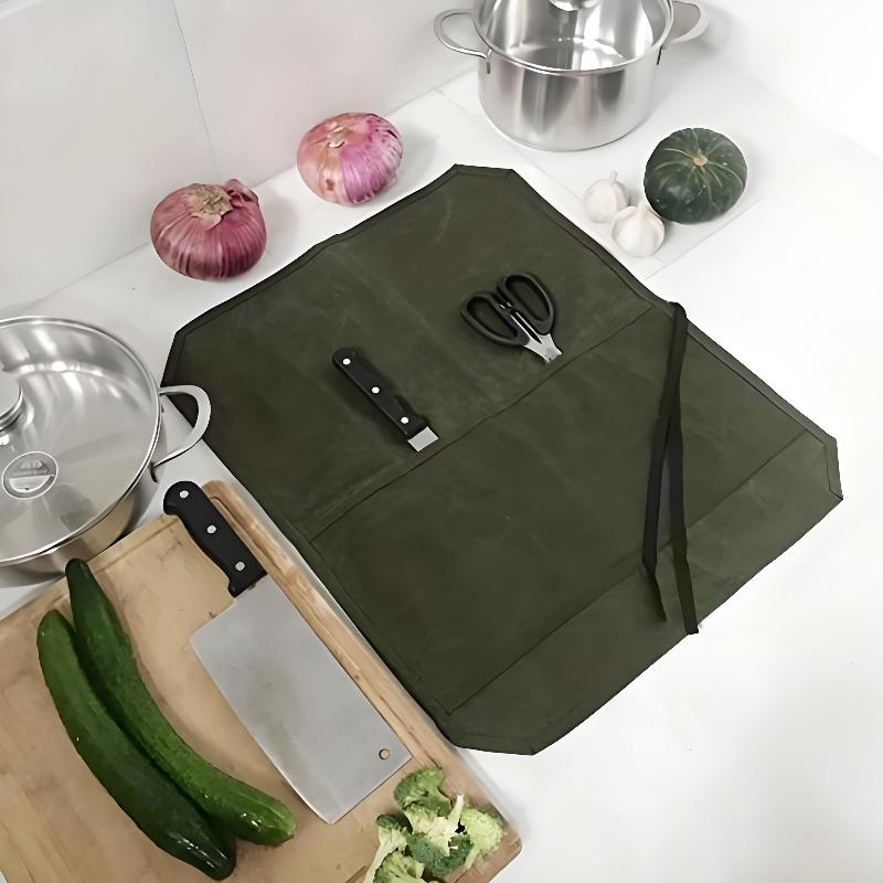 กระเป๋าใส่มีดเชฟผ้าแคนวาสเคลือ - Camping Cooking Utensil Holder บทวิจารณ์และราคา