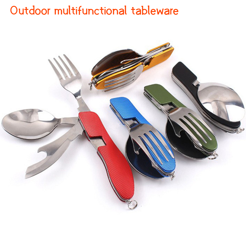 ช้อนส้อมสแตนเลส 4 In 1 กลางแจ้ - Camping Cooking Utensils Kit บทวิจารณ์และราคา