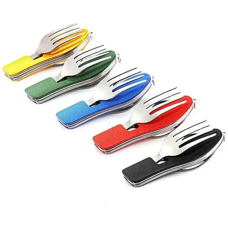 ช้อนส้อมสแตนเลส 4 In 1 กลางแจ้ - Camping Cooking Utensils Kit บทวิจารณ์และราคา