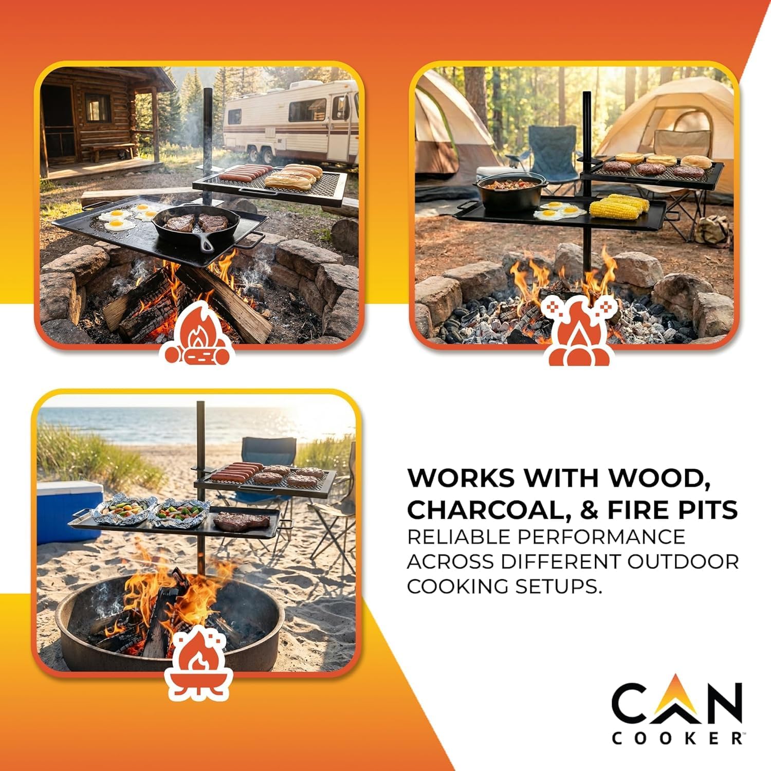เตาย่างแบบพกพาสำหรับการปรุงอาห - Camping Cooking Open Fire บทวิจารณ์และราคา