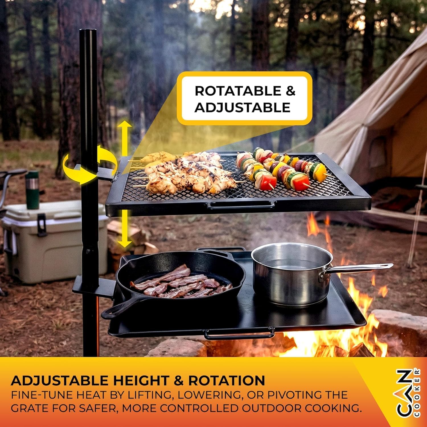 เตาย่างแบบพกพาสำหรับการปรุงอาห - Camping Cooking Open Fire บทวิจารณ์และราคา