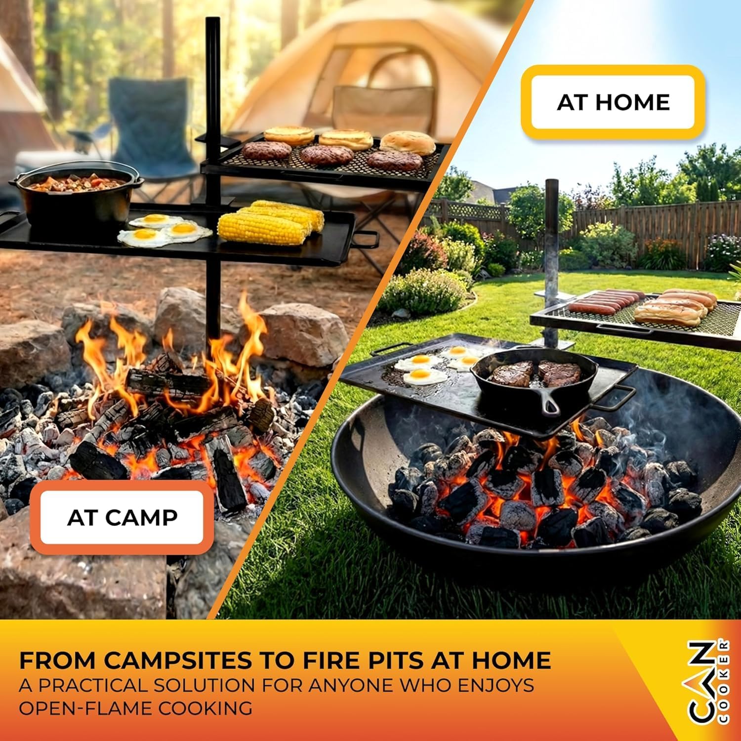 เตาย่างแบบพกพาสำหรับการปรุงอาห - Camping Cooking Open Fire บทวิจารณ์และราคา