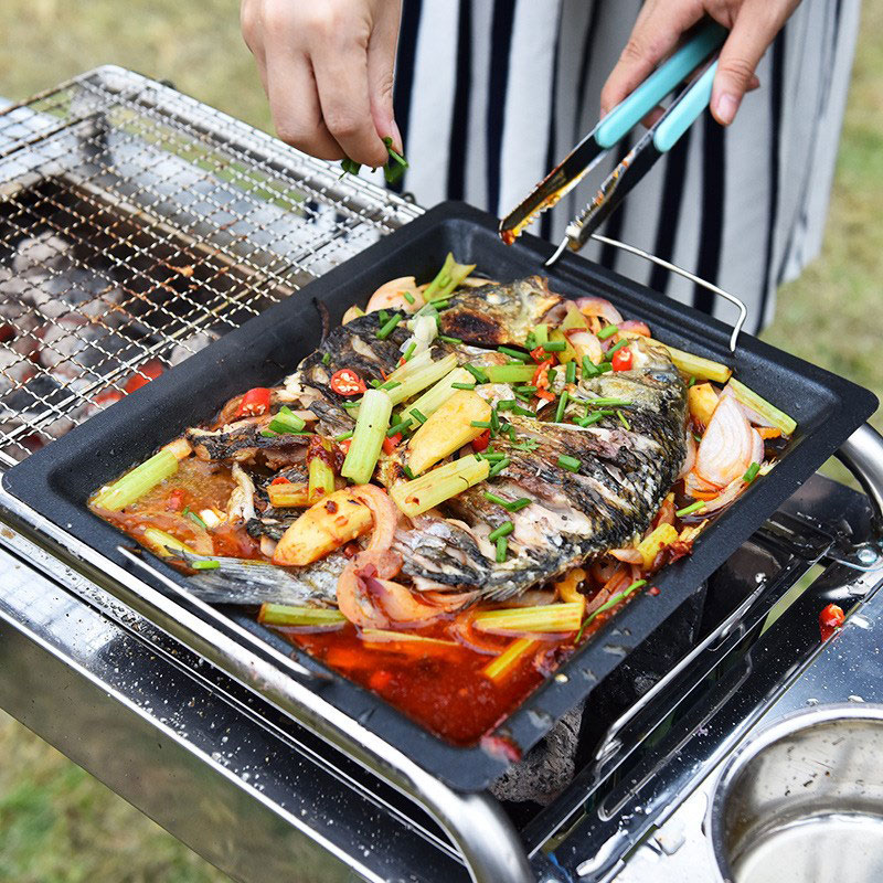 กระทะย่างทรงสี่เหลี่ยมหนาสำหรั - Camping Cooking Sets บทวิจารณ์และราคา