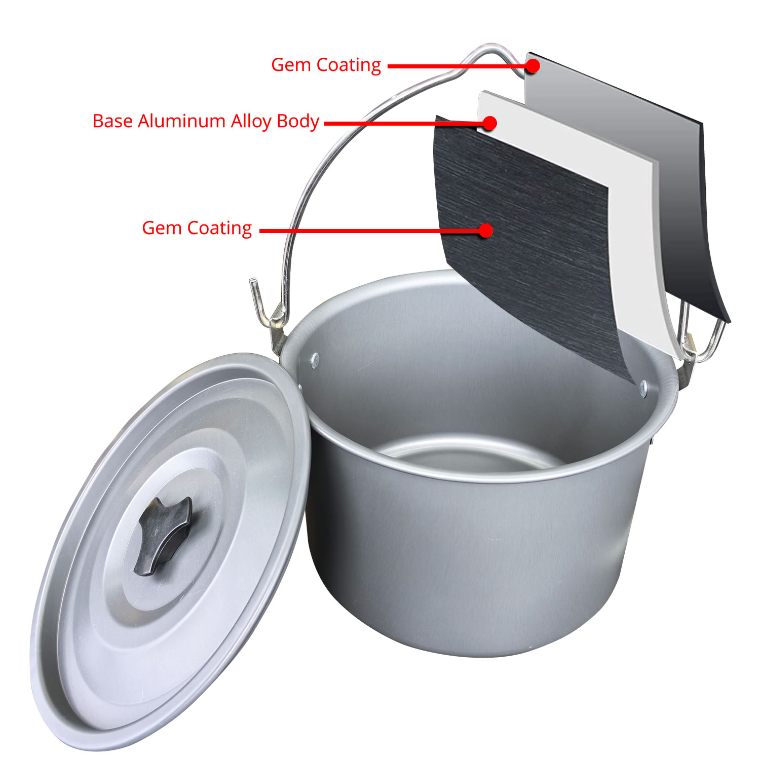 หม้อแขวนกลางแจ้ง 4 ลิตร สำหรับ - Camping Cooking Pot Large บทวิจารณ์และราคา