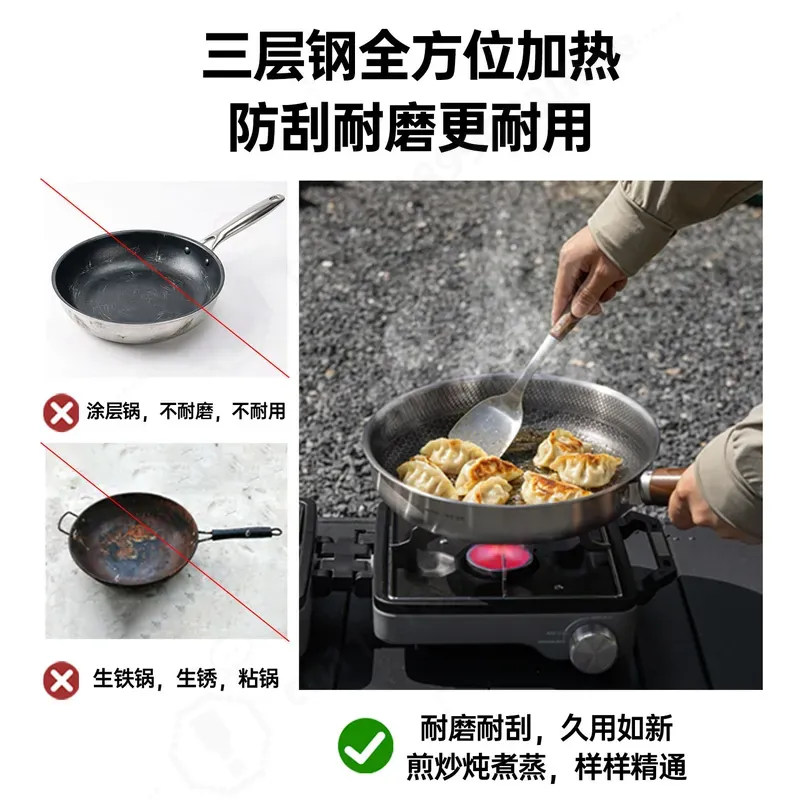 ชุดหม้อสแตนเลสสามชั้นแบบหนาพิเ - Camping Cooking Pot Large บทวิจารณ์และราคา