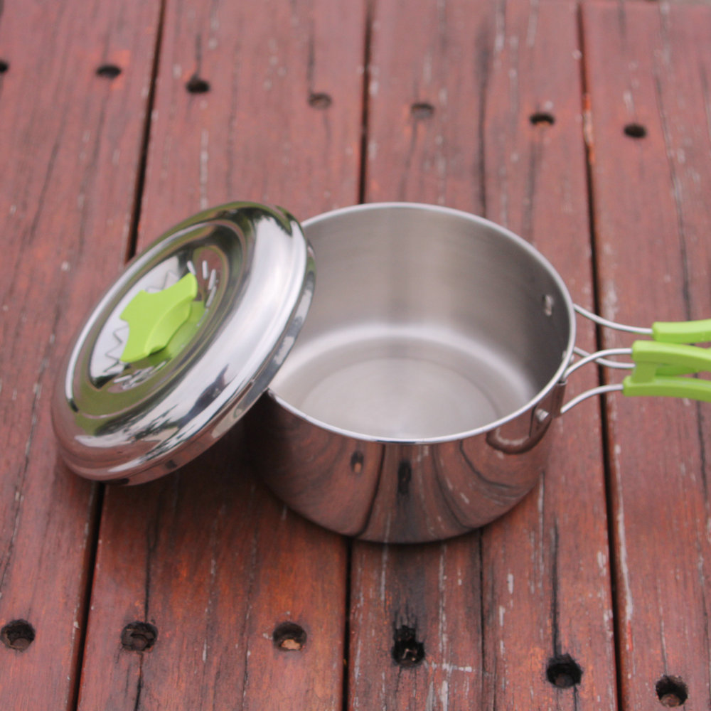 แคมป์ปิ้งหม้อสแตนเลสน้ําหนักเบ - Camping Lightweight Cooking Pot บทวิจารณ์และราคา