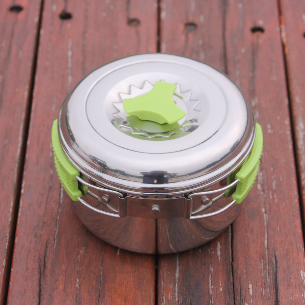 แคมป์ปิ้งหม้อสแตนเลสน้ําหนักเบ - Camping Lightweight Cooking Pot บทวิจารณ์และราคา